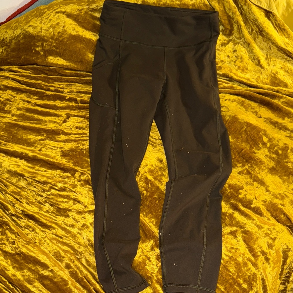 Lululemon Dark Green Leggings With Pockets Sz 8